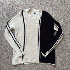 CAbi Cream and Black Knit Sweater